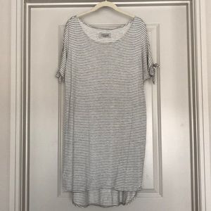 Anthropologie Gray Striped Jersey Cotton Dress